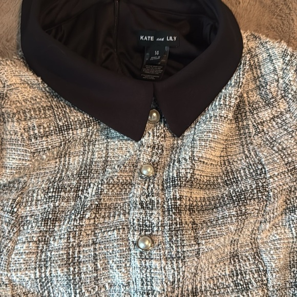 Kate & Lily black and white w/ pearl trim tweed dress in size 14 - Picture 5 of 5